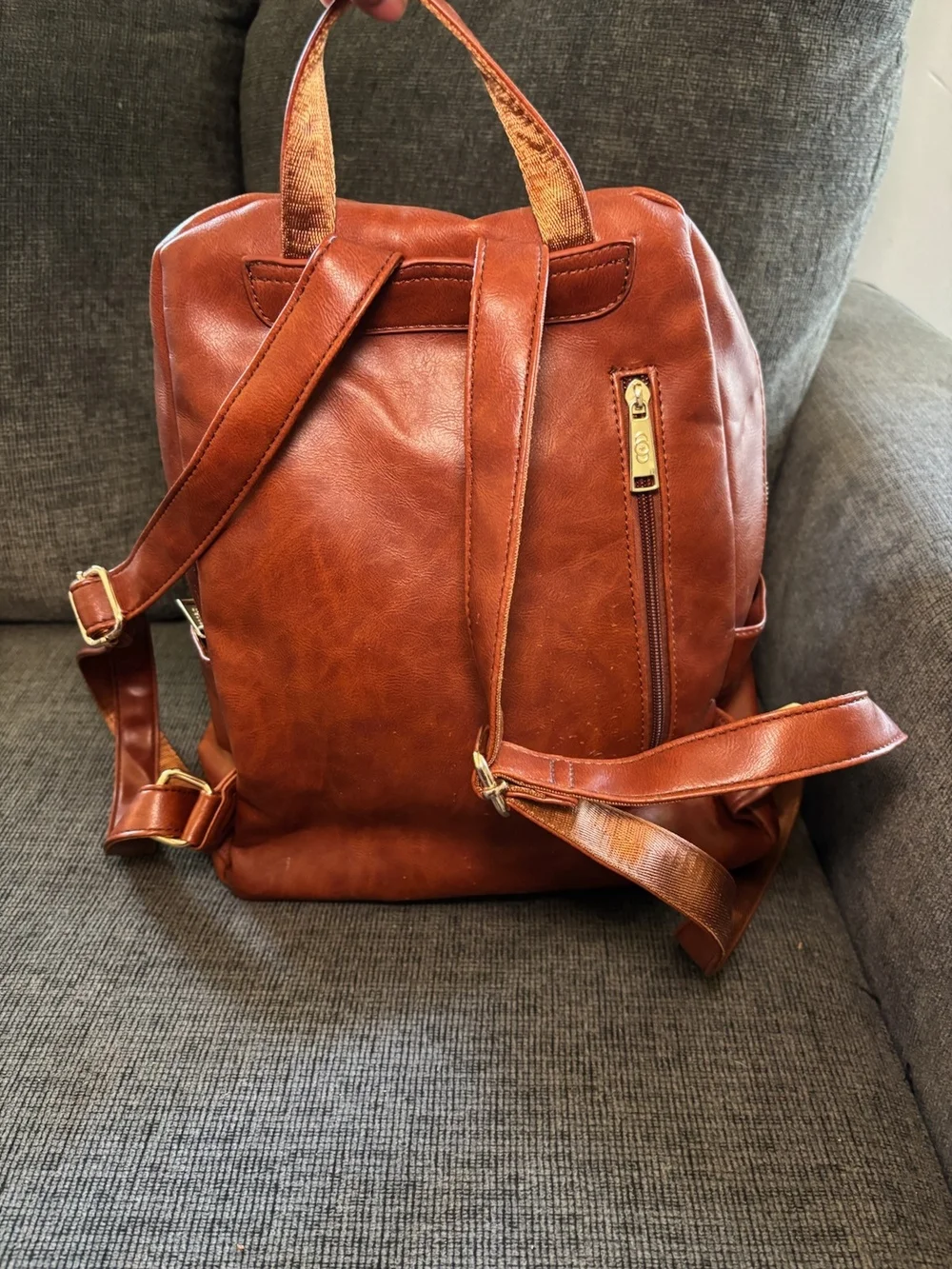 Coofit Classic Faux Leather Cognac  Backpack